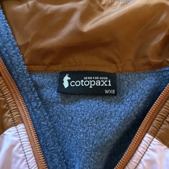Cotopaxi sz XS Teca fleece jacket front zip blue and earth tone stripes pockets - Picture 7 of 7